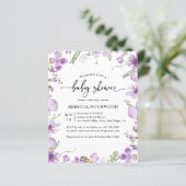 Begroting Elegant Paars Baby shower Uitnodiging (Staand voorkant)