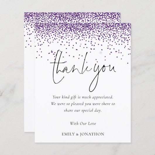 Begroting Elegant Paars Glitter Weddenschap Hartel (Voorkant / Achterkant)