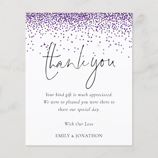 Begroting Elegant Paars Glitter Weddenschap Hartel (Voorkant)