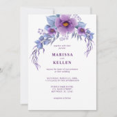 Begroting Elegant Paarse Waterverf Floral Wedding Kaart (Voorkant)