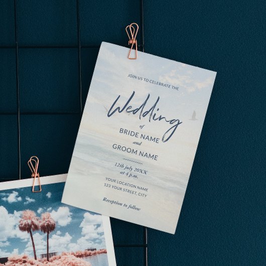 Begroting Elegant Photo Beach Wedding Invitations Flyer