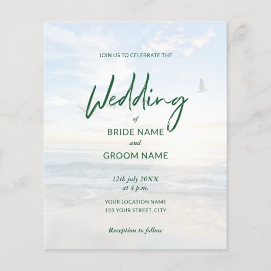 Begroting Elegant Photo Beach Wedding Invitations Flyer (Voorkant)
