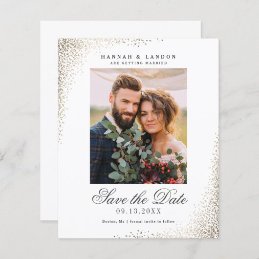 Begroting Elegant Photo Wedding Save the Date (Voorkant / Achterkant)