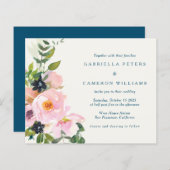 Begroting Elegant Pink Blue Floral Waterverf Weddi (Voorkant / Achterkant)