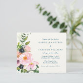 Begroting Elegant Pink Blue Floral Waterverf Weddi (Staand voorkant)