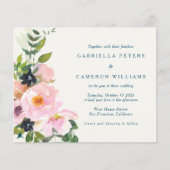 Begroting Elegant Pink Blue Floral Waterverf Weddi (Voorkant)