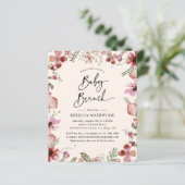 Begroting Elegant Pink Floral Baby Brunch Uitnodig (Staand voorkant)