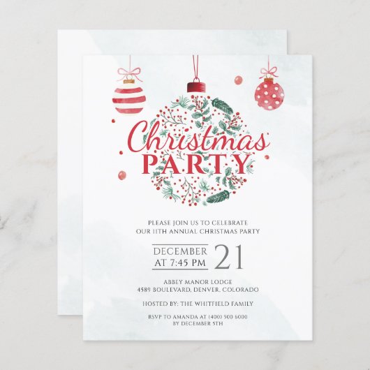 Begroting Elegant Red Green Kerstfeestdag (Voorkant / Achterkant)