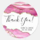Begroting Elegant roze agate Hartelijk dank Ronde Sticker (Voorkant)