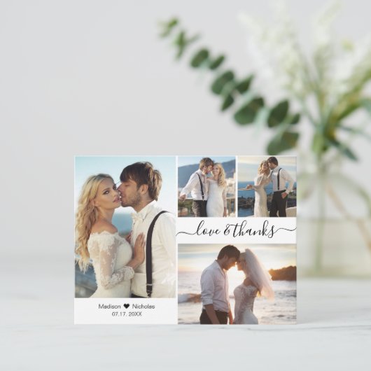 Begroting Elegant Script Collage Weddenschap Bedan Briefkaart (Staand voorkant)