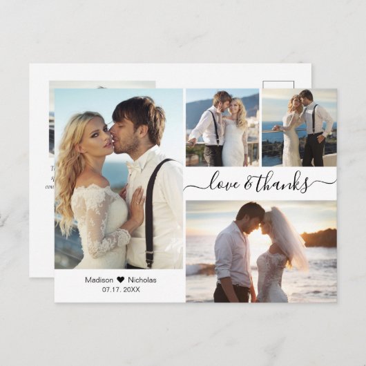 Begroting Elegant Script Collage Weddenschap Bedan Briefkaart (Voorkant / Achterkant)