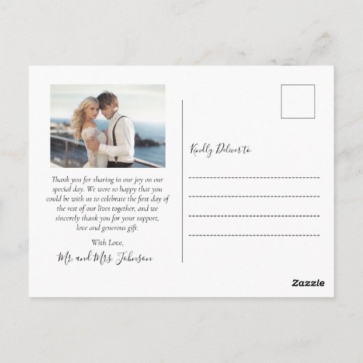 Begroting Elegant Script Collage Weddenschap Bedan Briefkaart (Achterkant)