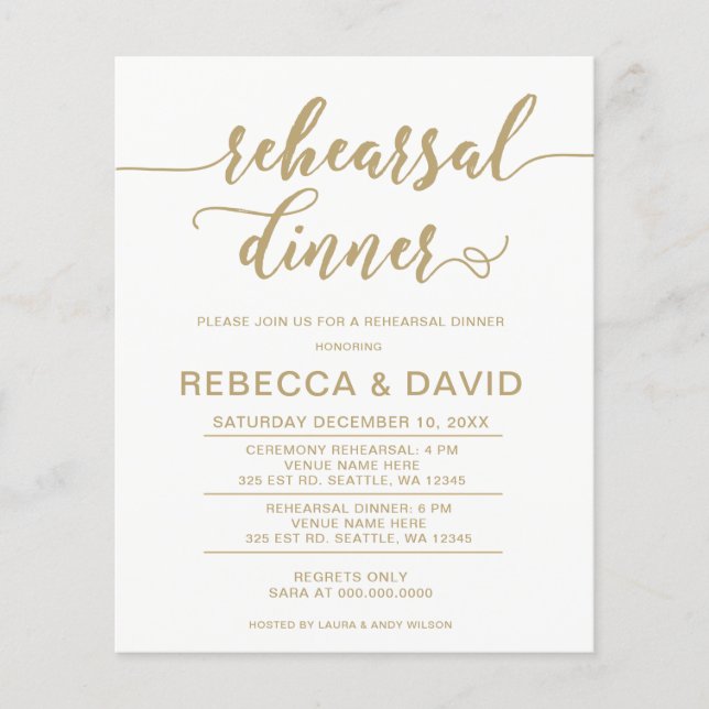 Begroting Elegant Script Rehearsal Dinner Invitati (Voorkant)