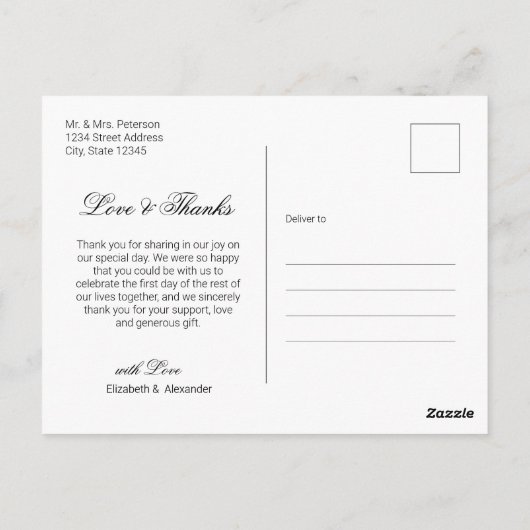 Begroting Elegant Script Wedding Hartelijk dank Br Briefkaart (Achterkant)