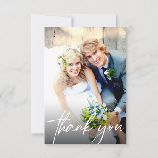Begroting Elegant Script Wedding Photo Template Bedankkaart (Voorkant)