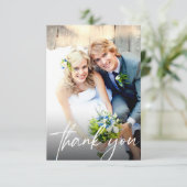 Begroting Elegant Script Wedding Photo Template Bedankkaart (Staand voorkant)