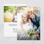 Begroting Elegant Script Wedding Photo Template Bedankkaart (Voorkant / Achterkant)