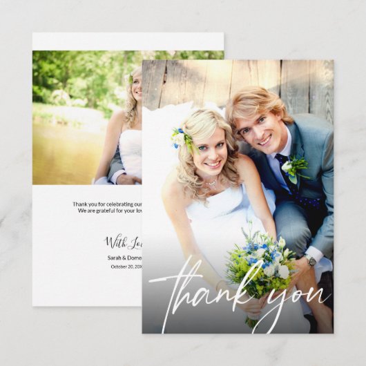 Begroting Elegant Script Wedding Photo Template Bedankkaart (Voorkant / Achterkant)