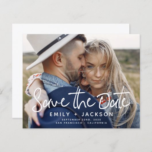 Begroting Elegant Simple Save the Date Photo (Voorkant / Achterkant)