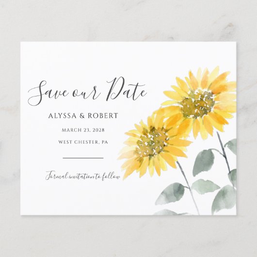 Begroting Elegant Sunflower Botanical Save the Dat (Voorkant)