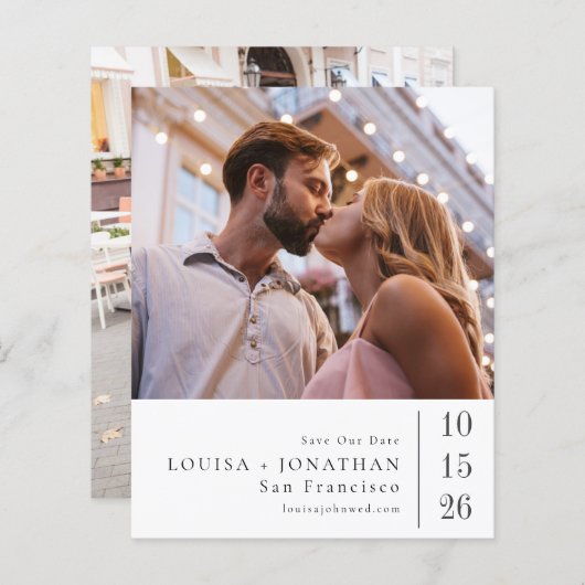 Begroting Elegant Two Photo Wedding Save the Date (Voorkant / Achterkant)