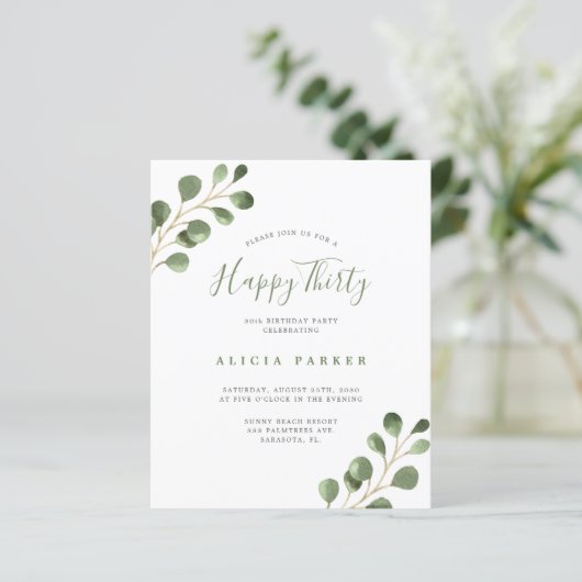 Begroting elegant uitnodiging voor verjaardagsfees (Staand voorkant)