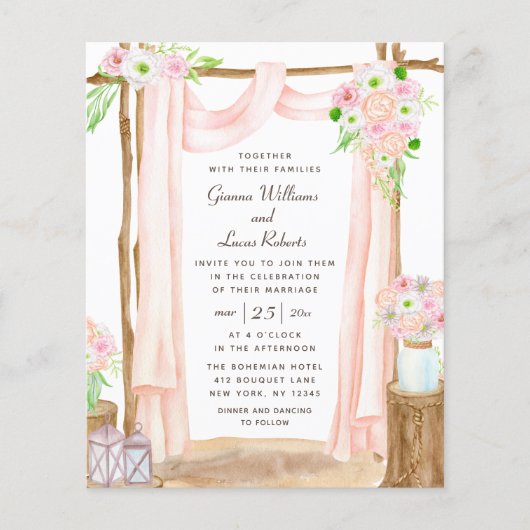 Begroting Elegant Waterverf Floral Wedding Flyer (Voorkant)