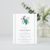 Begroting Elegant Waterverf Peacock Baby shower (Staand voorkant)