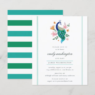 Begroting Elegant Waterverf Peacock Baby shower