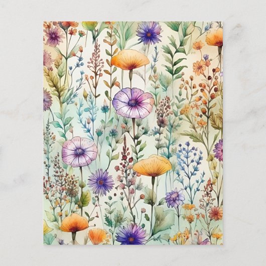 Begroting Elegant Waterverf Wildbloemen Weddenscha (Achterkant)