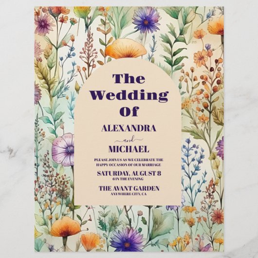 Begroting Elegant Waterverf Wildbloemen Weddenscha Flyer (Voorkant)