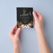 Begroting Elegant Wedding Invitation Black Floral Flyer (Hand)