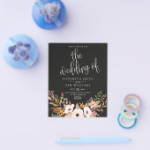 Begroting Elegant Wedding Invitation Black Floral Flyer (Enkel)