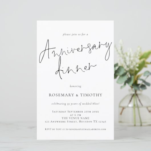 Begroting Elegant Wedding Jubileum Dinner Invite (Staand voorkant)
