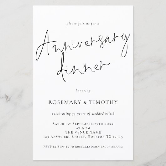 Begroting Elegant Wedding Jubileum Dinner Invite (Voorkant)