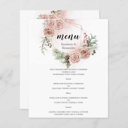 Begroting Elegant WEDDING MENU. (Voorkant / Achterkant)