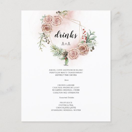 Begroting Elegant WEDDING MENU. (Achterkant)