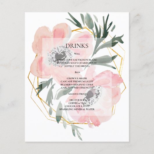 Begroting Elegant WEDDING MENU. (Achterkant)