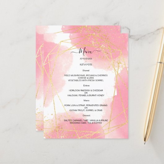 Begroting Elegant WEDDING MENU. MENU (Voorkant / Achterkant in situ)