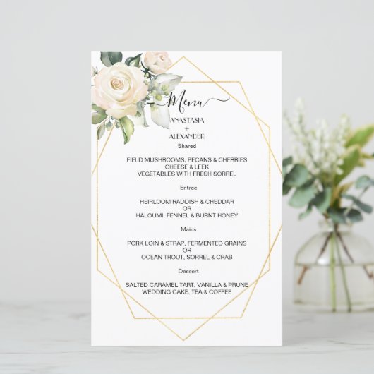 Begroting Elegant WEDDING MENU. MENU (Staand voorkant)