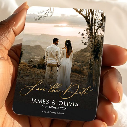 Begroting Elegant Wedding Save the Date Couple Pho Magneet