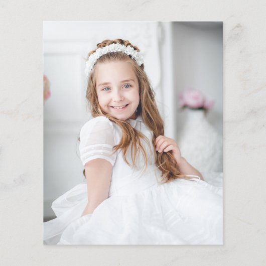 Begroting Elegant White Floral Cross First Communi (Achterkant)