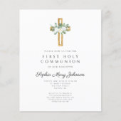 Begroting Elegant White Floral Cross First Communi (Voorkant)