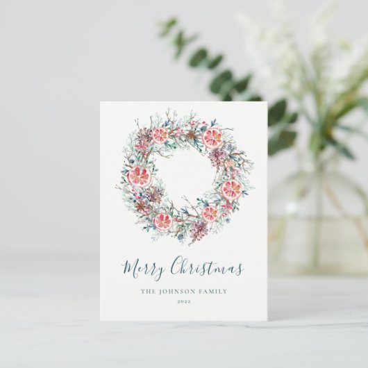 Begroting Elegant Winter Greenery Kerstmis Briefkaart (Staand voorkant)