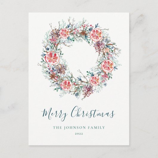 Begroting Elegant Winter Greenery Kerstmis Briefkaart (Voorkant)