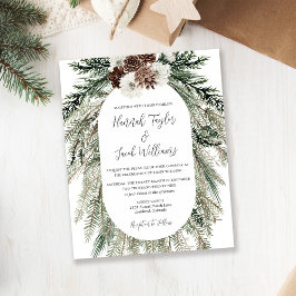 Begroting Elegant Winter Pine Cone Wedding Invitat