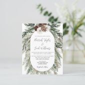 Begroting Elegant Winter Pine Cone Wedding Invitat (Staand voorkant)