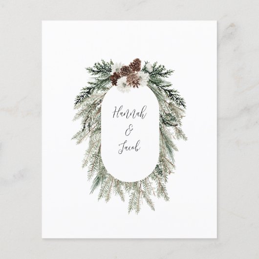 Begroting Elegant Winter Pine Cone Wedding Invitat (Achterkant)