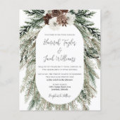 Begroting Elegant Winter Pine Cone Wedding Invitat (Voorkant)