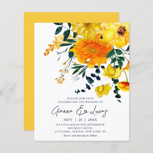 Begroting Elegant Yellow Waterverf Floral Wedding (Voorkant / Achterkant)